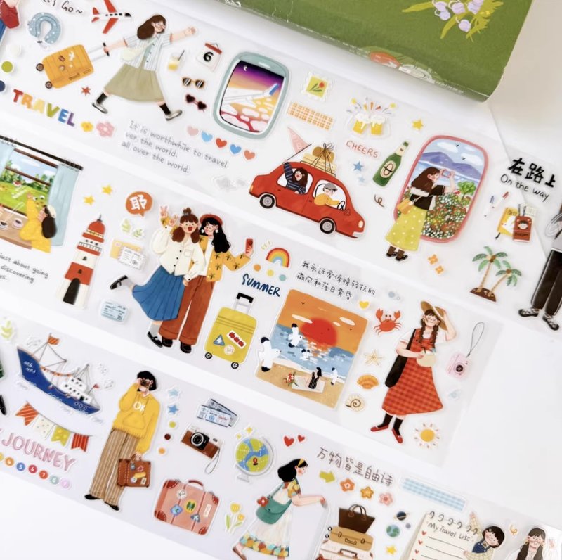 旅行日记 PET 和纸胶带 切模 5m卷 台湾制 - 纸胶带 - 纸 多色