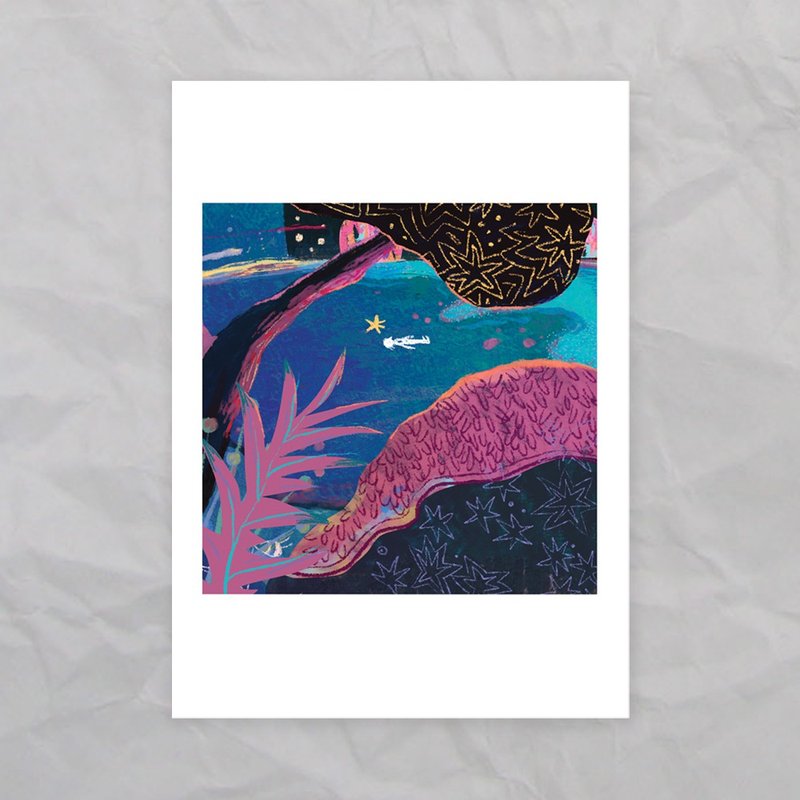 艹方明信片 只剩下星星 原创插画 万用卡 文具 - 卡片/明信片 - 纸 紫色