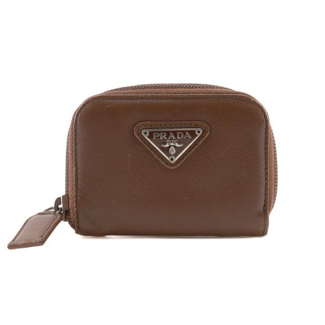 【日本直送】PRADA 三角Logo 零钱包 皮革 _【二手品】 - 零钱包 - 真皮 咖啡色