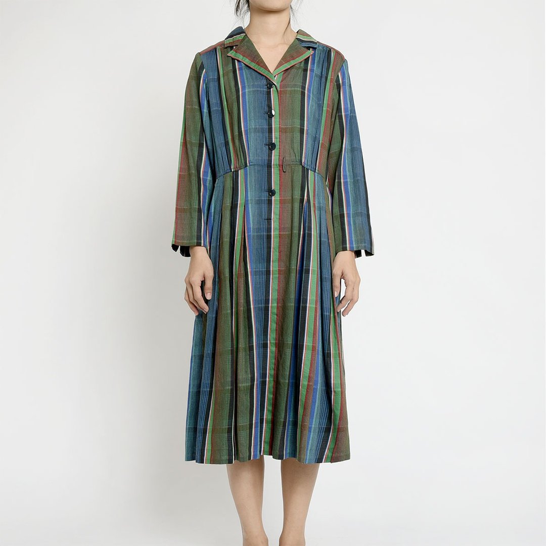 古着洋装 / 日本洋装 / Vintage Dress - 洋装/连衣裙 - 聚酯纤维 蓝色