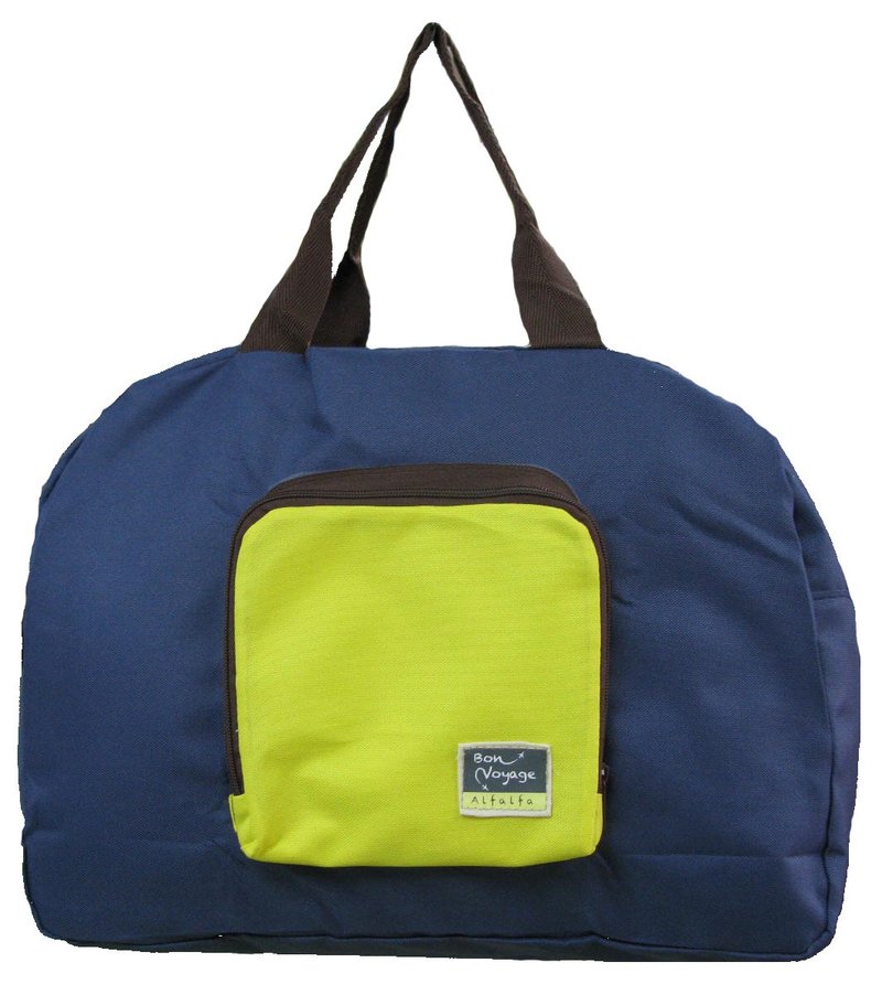 巴黎明信片折叠式手提袋 - 海军蓝- 黄色 - 侧背包/斜挎包 - 聚酯纤维 蓝色