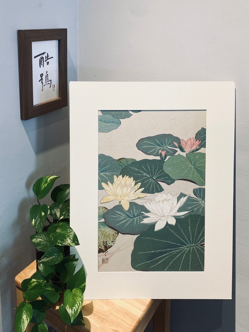 日本版画艺术家  - 千草扫云 Chigusa Soun (1873-1944) - 荷花 - 海报/装饰画/版画 - 纸 绿色