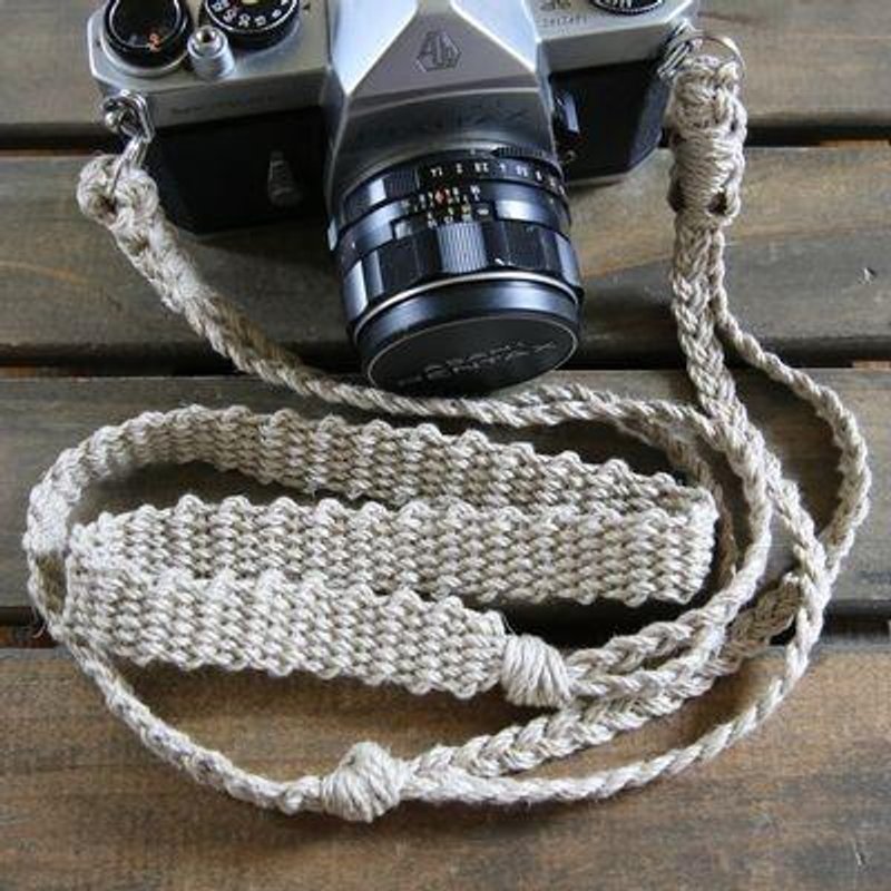 Hemp string hemp camera strap A / 2 double ring / Camera accessories - 挂绳/吊绳 - 棉．麻 卡其色