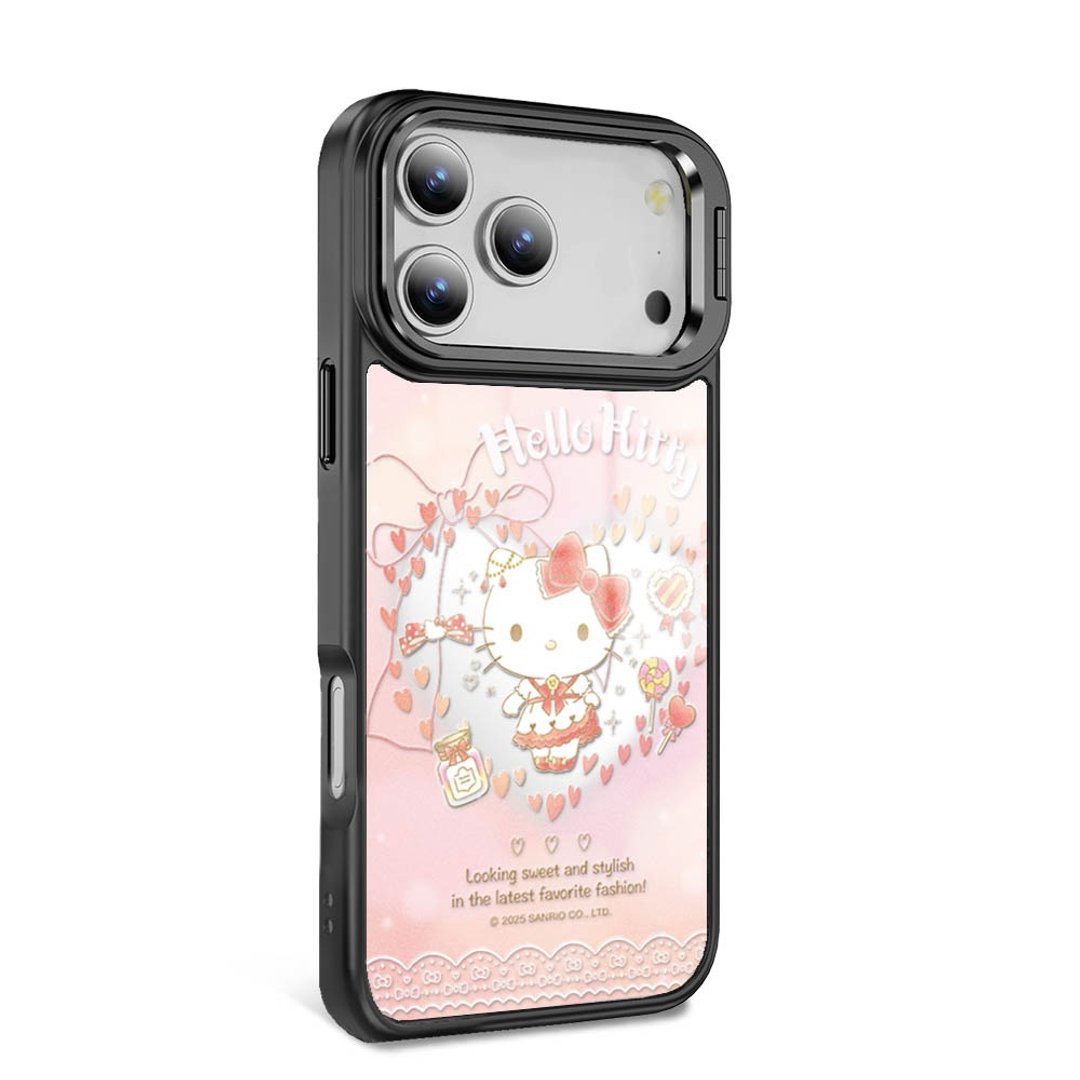 iPhone 全系列 防摔合金框隐形立架镜面磁吸壳 - 甜心凯蒂 - 黑框 - 手机壳/手机套 - 其他材质 多色