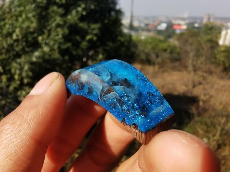 湛蓝、手工树脂手环、可调式设计、轻盈波希风、极简风格饰品、链 - 手链/手环 - 树脂 蓝色