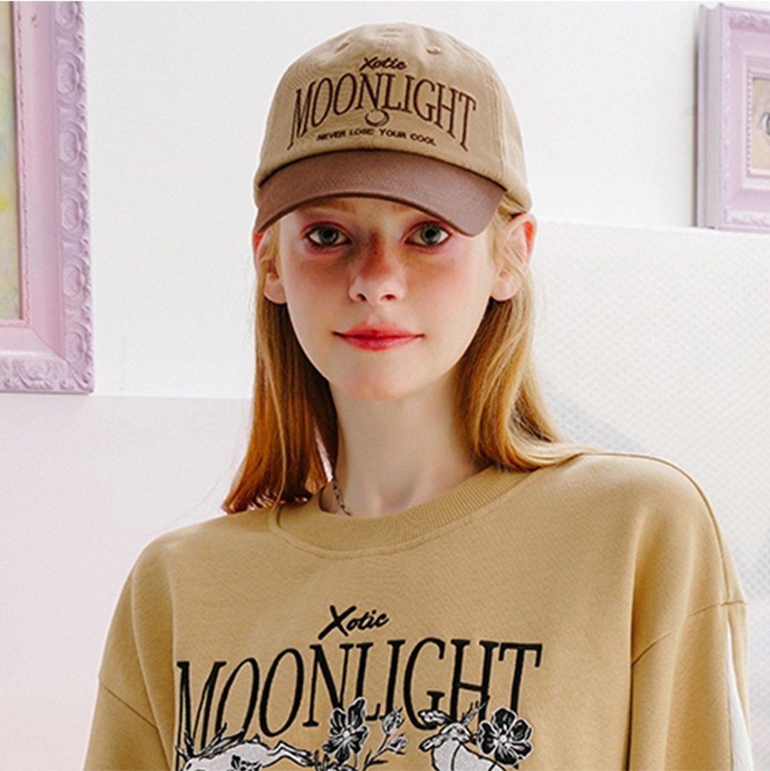 美式复古弯檐帽 Moonlight联名款 - 帽子 - 棉 咖啡色