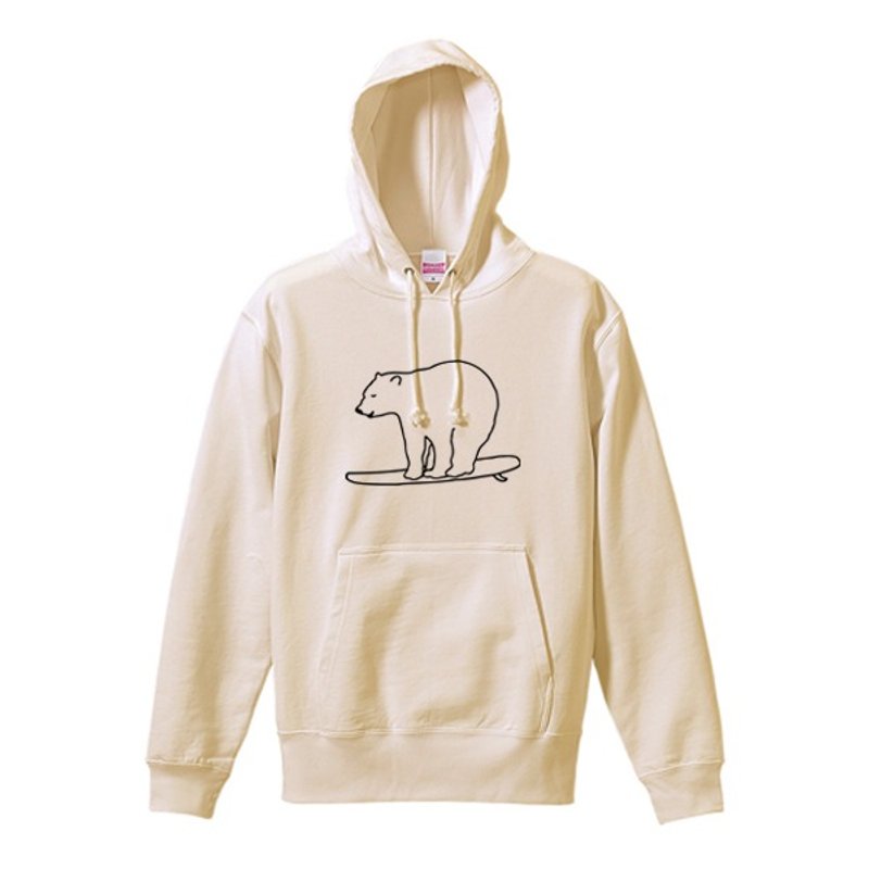 Surfing Bear Sweatshirt - 中性连帽卫衣/T 恤 - 棉．麻 白色