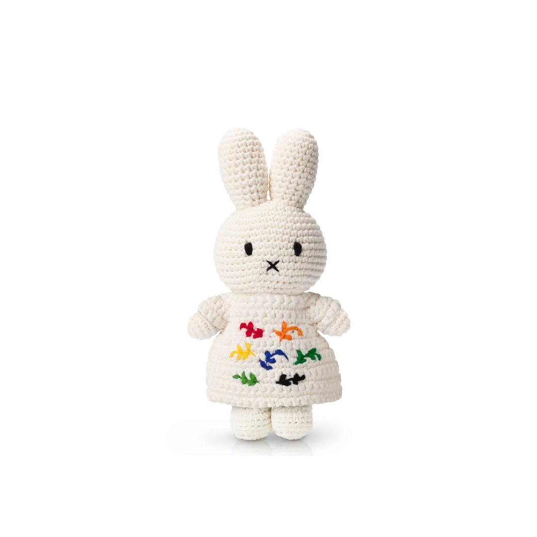 荷兰 Just Dutch | Miffy 米飞 编织娃娃和她的马谛斯小麦束洋装 - 玩偶/公仔 - 棉 白色