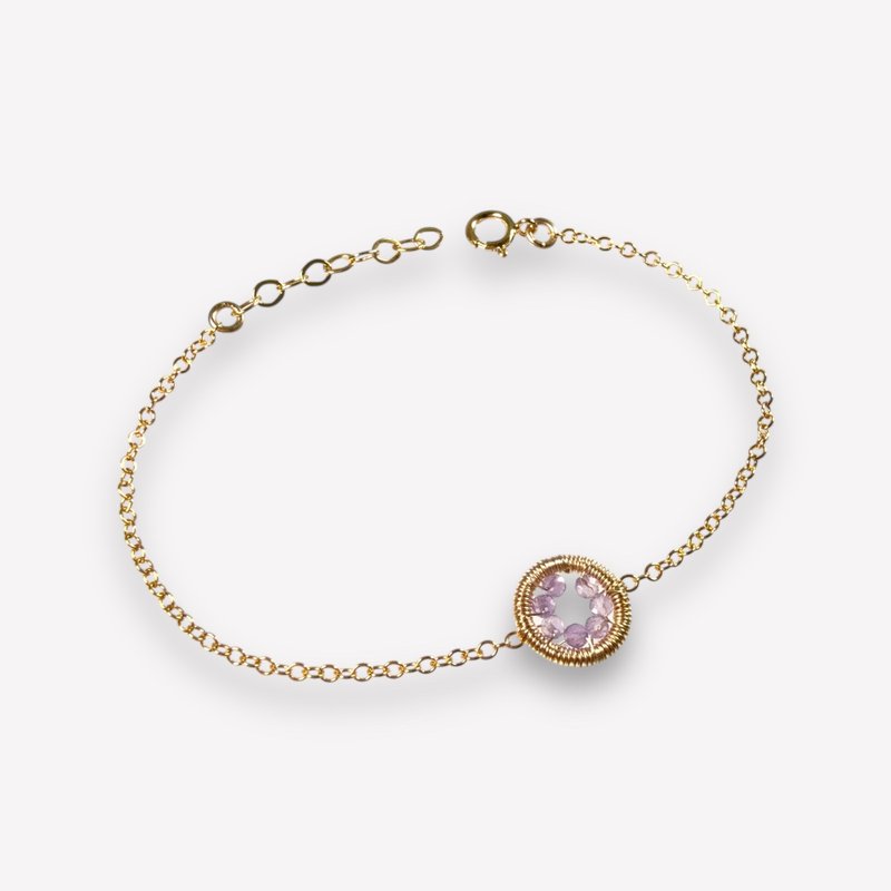 Halo【2月诞生石】紫晶手链 / 14KGF / 天然石 - 手链/手环 - 宝石 紫色