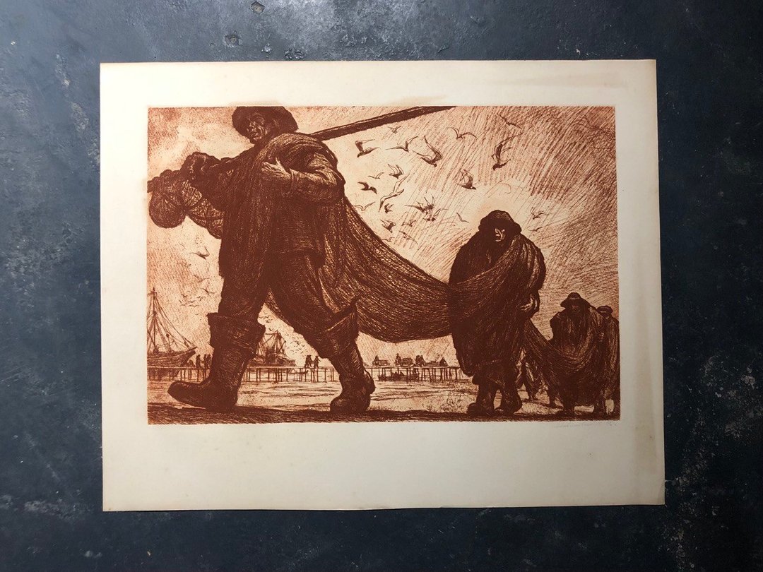 黑海劳工，复古纸上蚀刻画，收藏艺术品墙饰 - 海报/装饰画/版画 - 纸 