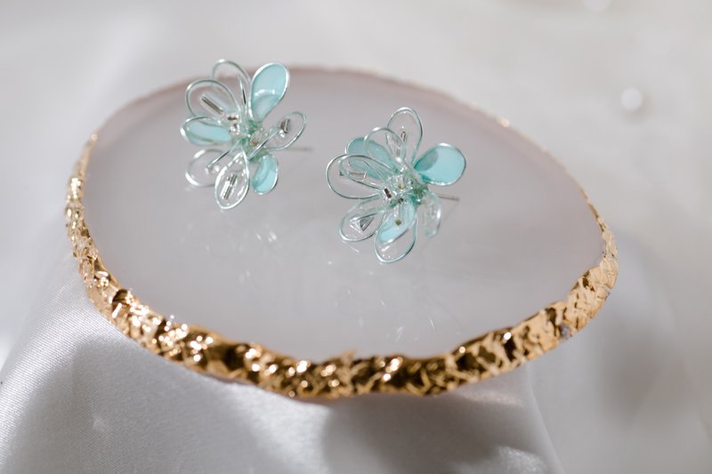 花火大会- 极光蓝 - 耳环/耳夹 - 塑料 蓝色