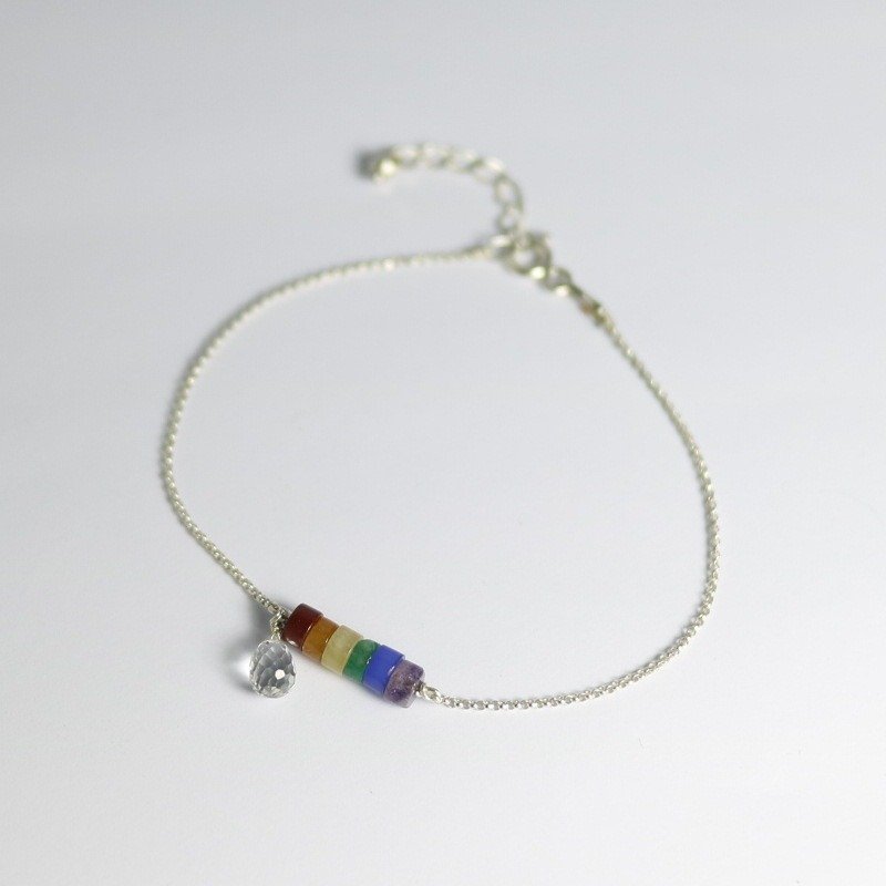 彩虹Rainbow天然石纯银手链_白水晶_玛瑙_黄玉_天河石_紫玉 免费 - 手链/手环 - 宝石 多色