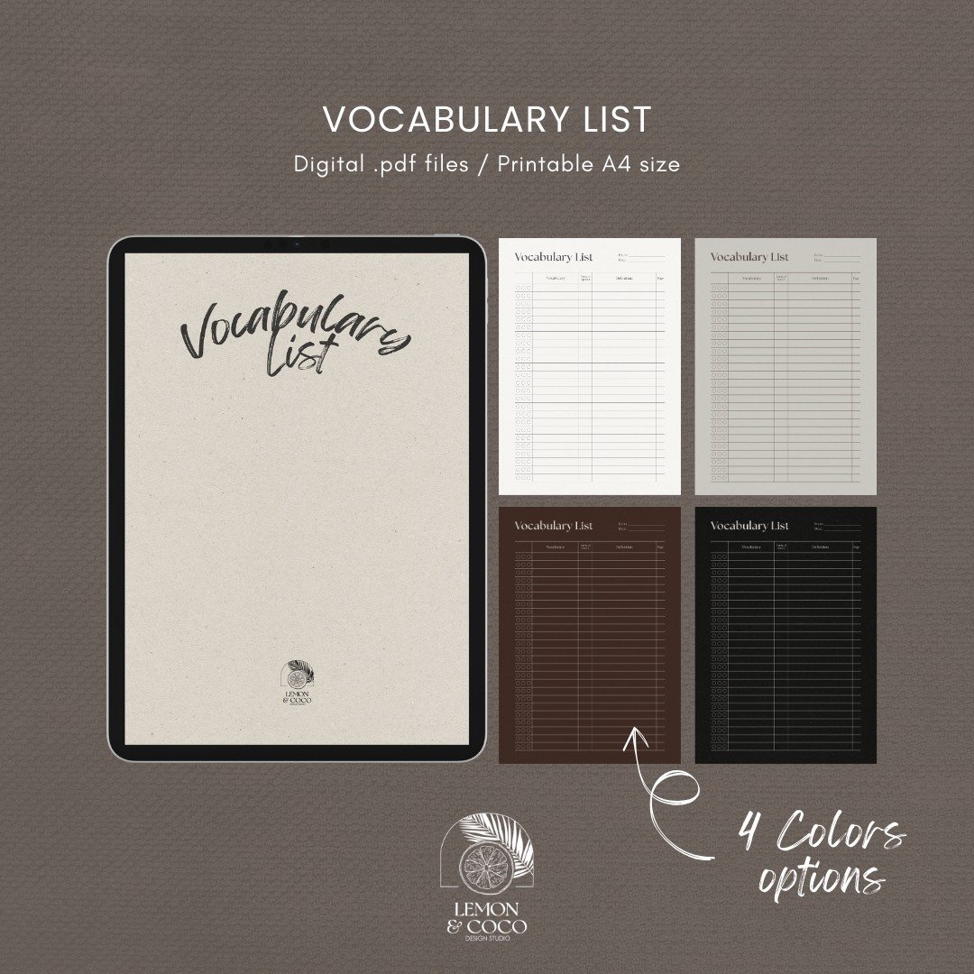 单字本 Vocabulary List 适用于 iPad 书写 / 可打印 - 电子手帐及素材 - 其他材质 