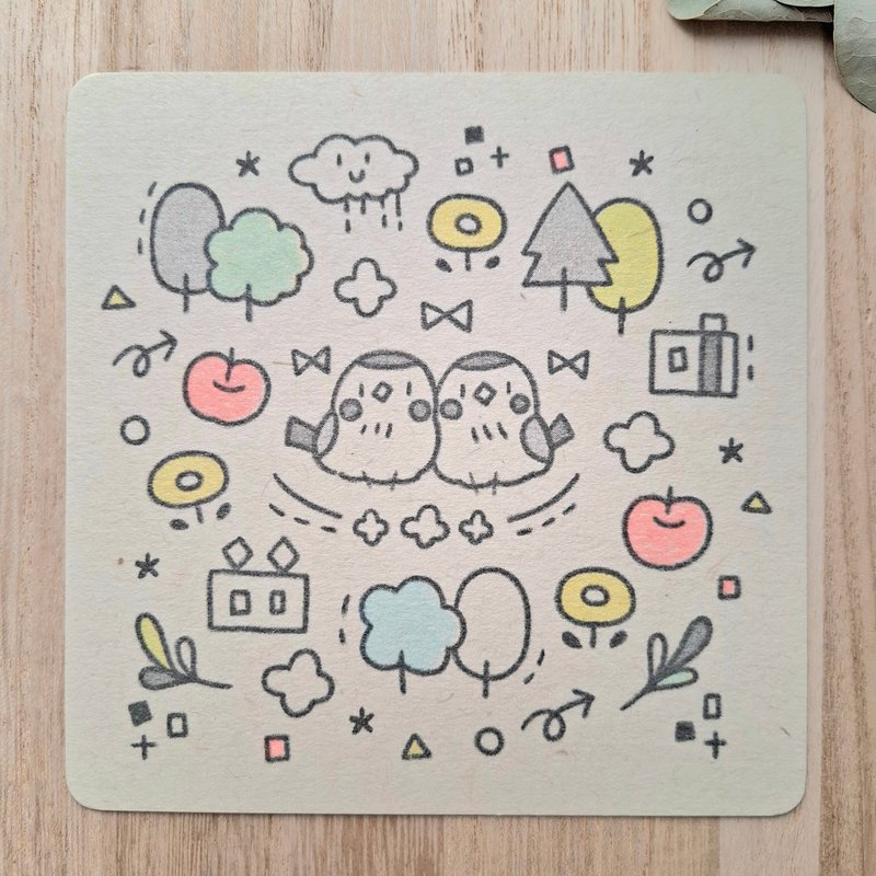 方形明信片 麻雀与街道 - 卡片/明信片 - 纸 