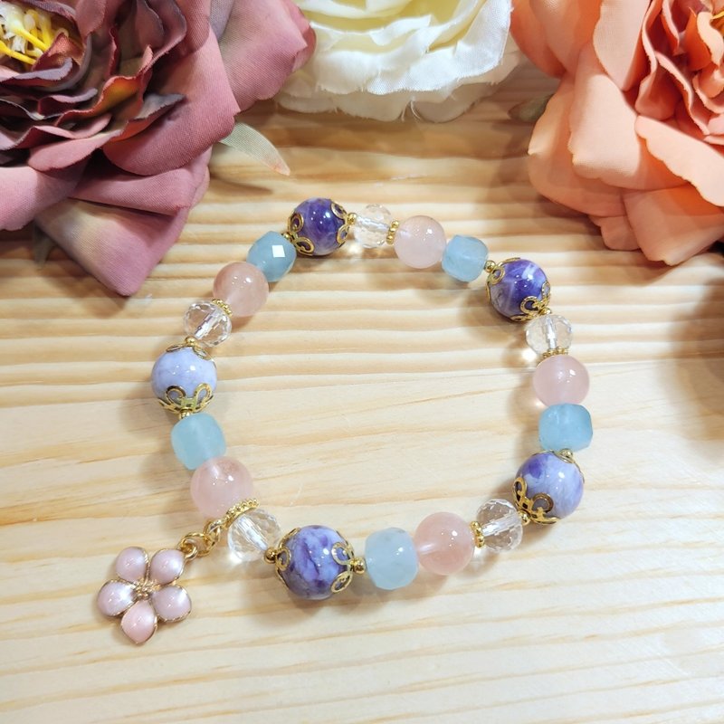 AgIo。摩根石/奶盖紫玉晶/白水晶。手作手链 - 手链/手环 - 水晶 