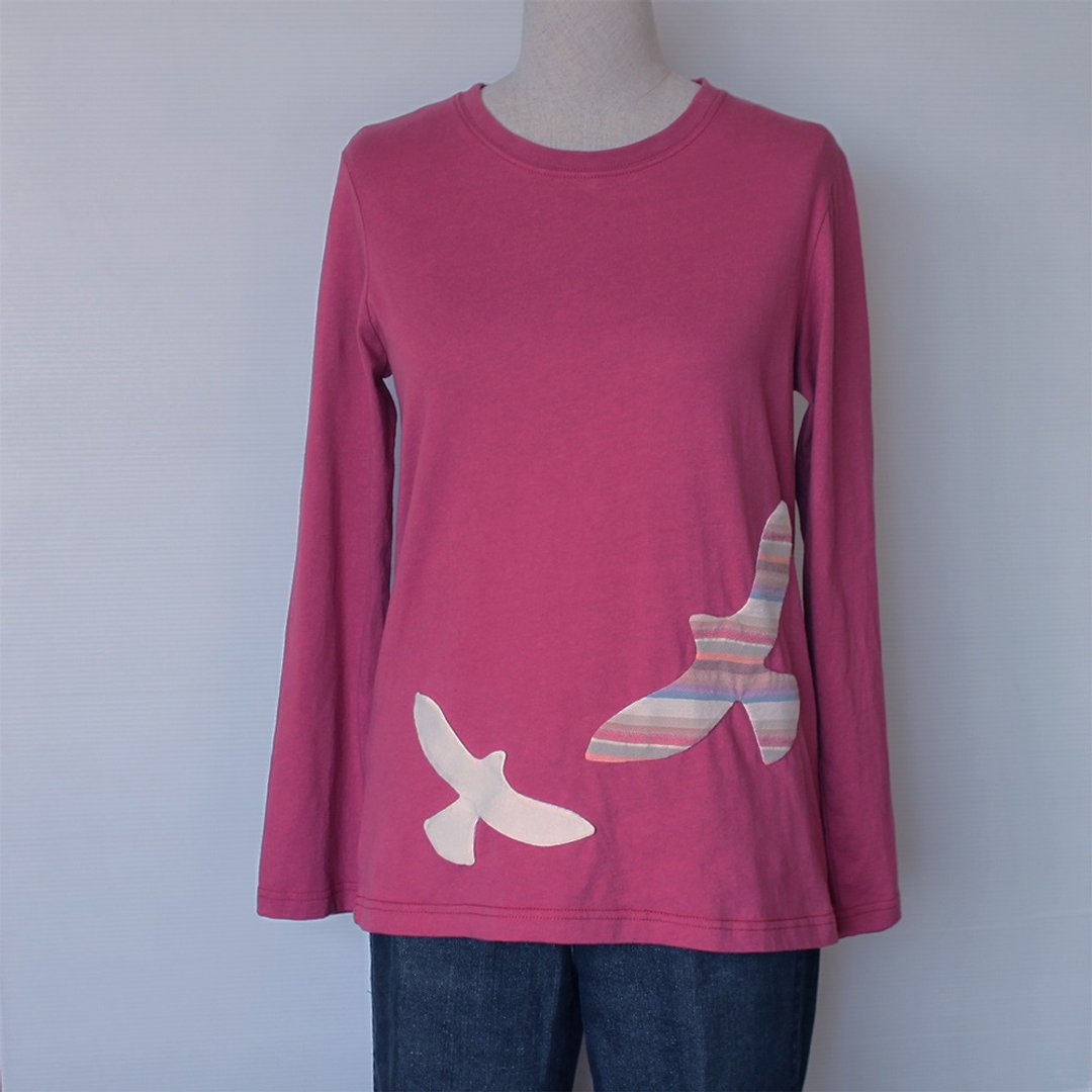 飞翔老鹰长袖T-shirt - 女装 T 恤 - 棉 红色