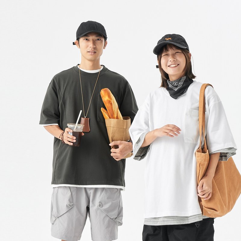 TopBasics 魔术贴口袋T恤 - 男装上衣/T 恤 - 棉．麻 灰色