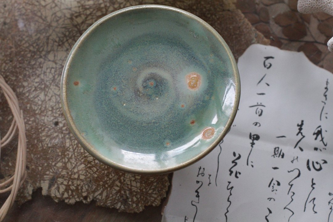 手拉坏宇宙的真相高脚盘/高台/烛台/蛋糕盘 - 盘子/餐盘/盘架 - 陶 绿色