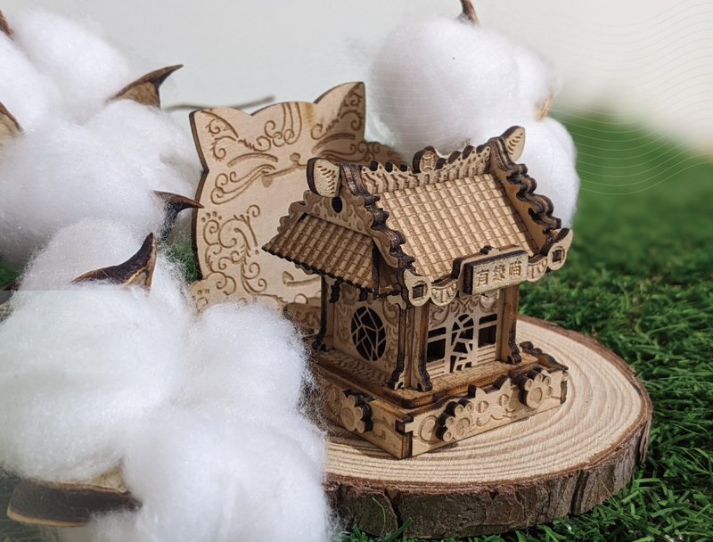 中式 庙宇 手作模型 迷你建筑 雕塑 展示模型 Miniature Shrine - 木工/竹艺/纸艺 - 木头 卡其色