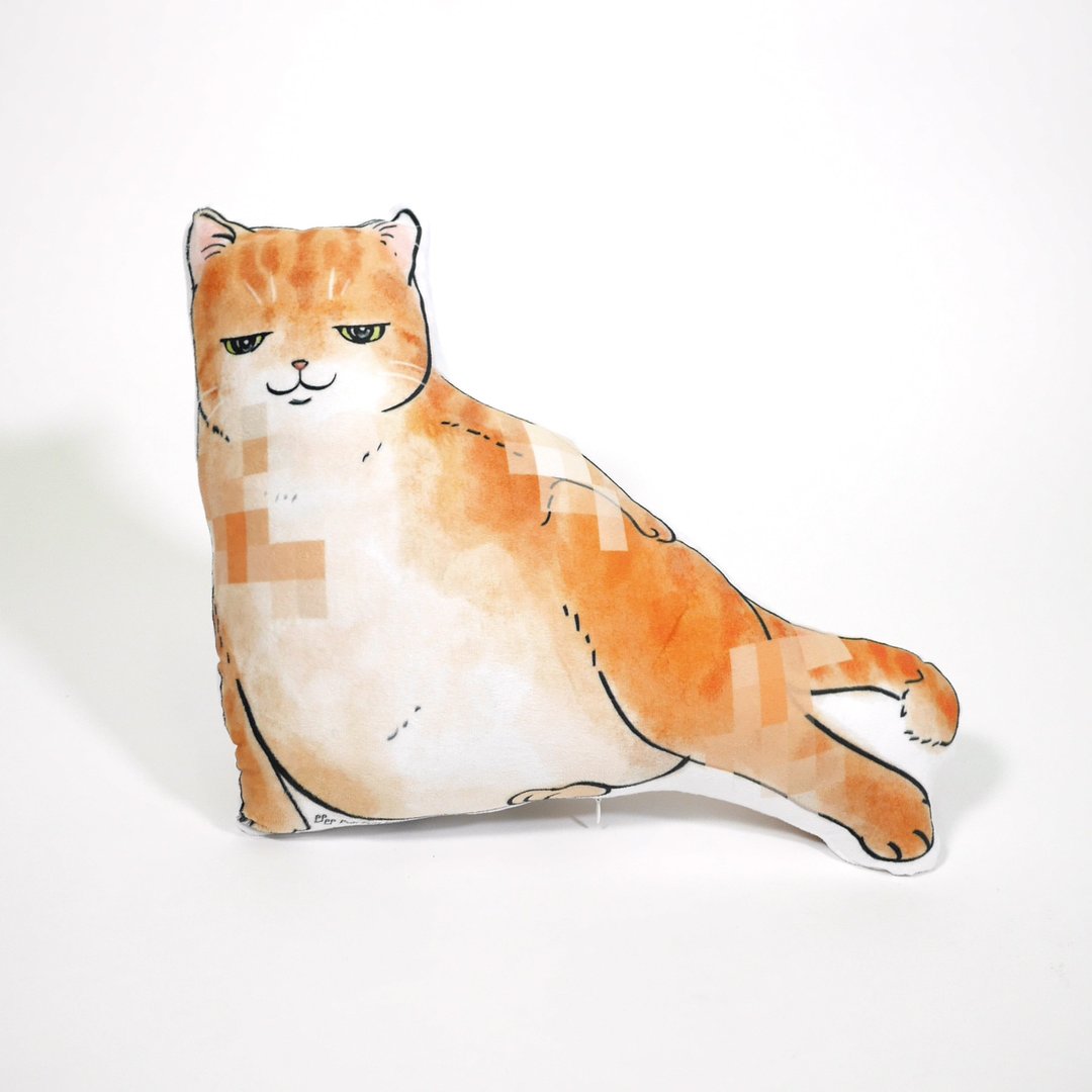 【花样毛孩】猫抱枕 胖猫 猫伴 咕𠱸 黄猫 性感 - 枕头/抱枕 - 棉 