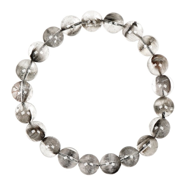 【正佳珠宝】黑银钛 顶级净透猫眼银钛晶 9.4-9.8mm 黑银钛手珠 - 手链/手环 - 半宝石 多色