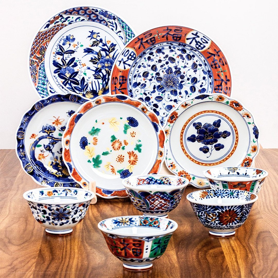 日本蓝凛堂青花古风浪漫米饭碗陶瓷盘子大深菜盘家用餐具礼盒套装 - 碗 - 瓷 