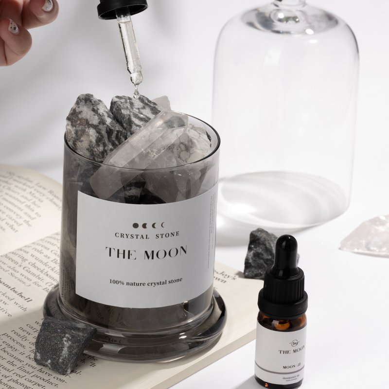 THE MOON 生生不息 // 月晒矿扩香礼盒 - 香薰/精油/线香 - 水晶 灰色