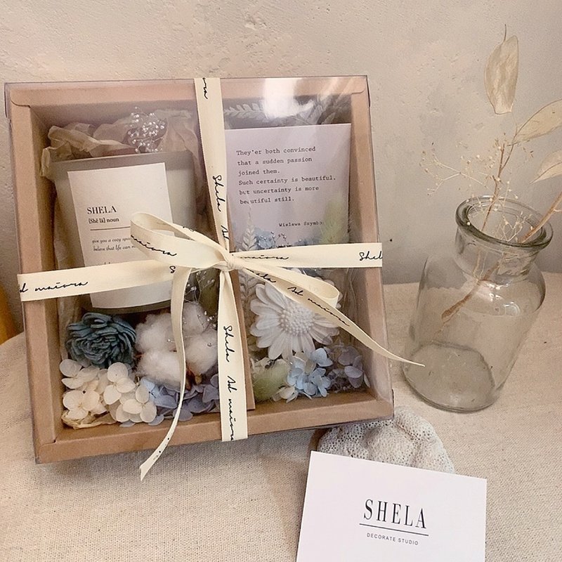 SHELA蜡烛香氛手工花礼盒 蜡烛礼盒 香氛蜡烛 香氛礼 - 蜡烛/烛台 - 蜡 蓝色