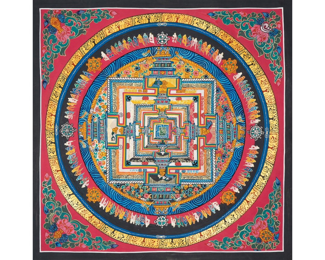 **精緻手工時輪金剛曼陀羅壁掛 — 喚醒覺性之光的神聖藝術** - 墙贴/壁贴 - 其他材质 多色
