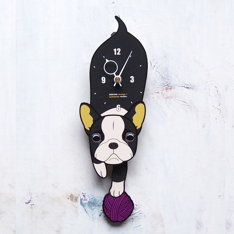 D-IG 波士顿㹴 - 动物造型钟摆钟 - 时钟/闹钟 - 木头 黑色