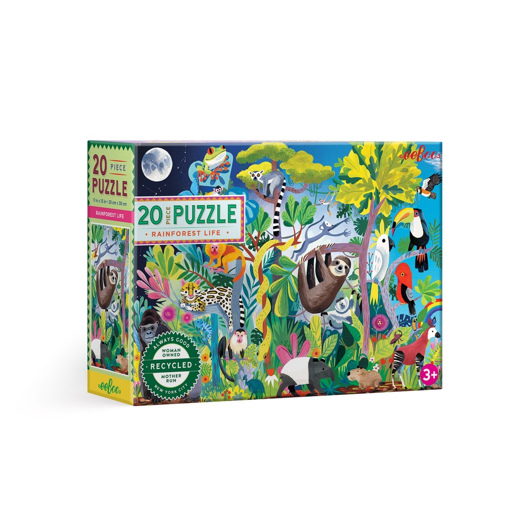 eeBoo 20片拼图 - 雨林生命 Rainforest Life 20 Piece Puzzle - 拼图 - 纸 多色