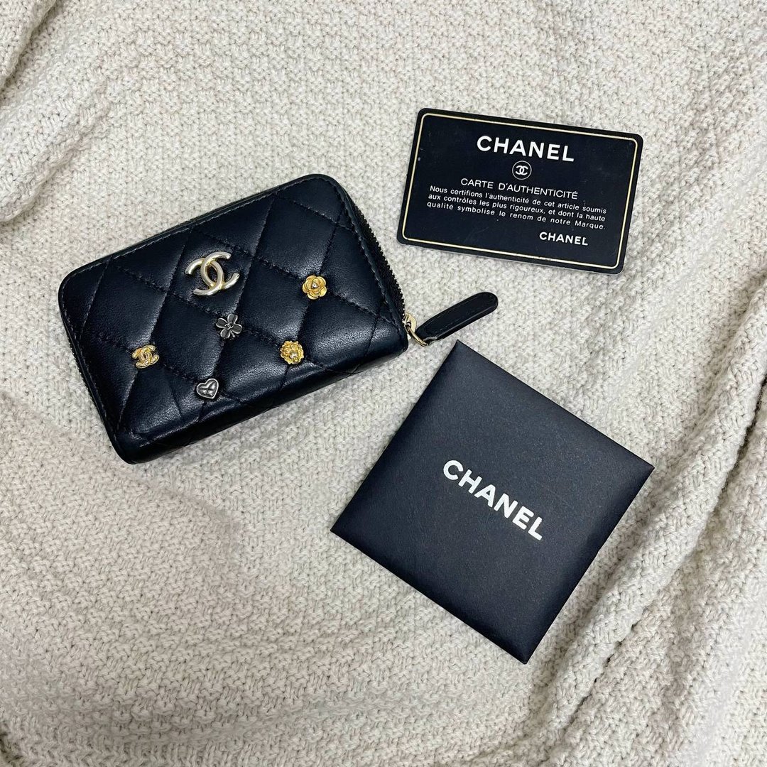 Chanel 香奈儿 Cocomark Matelasse 小羊皮零钱包 - 零钱包 - 真皮 黑色