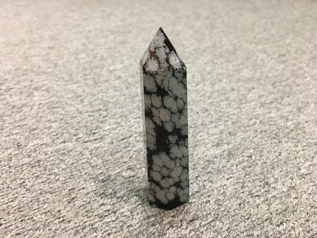 雪花黑曜石柱 - 抵御负能量,辟邪水晶 - 摆饰 - 水晶 