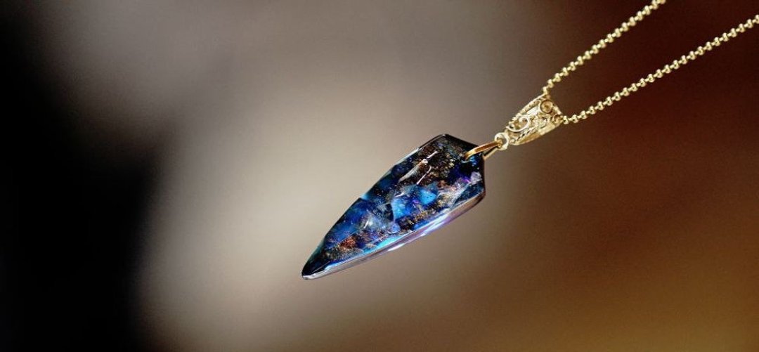 [Made to order] Marine gold rush --Dream glittering-- - 项链 - 玻璃 蓝色
