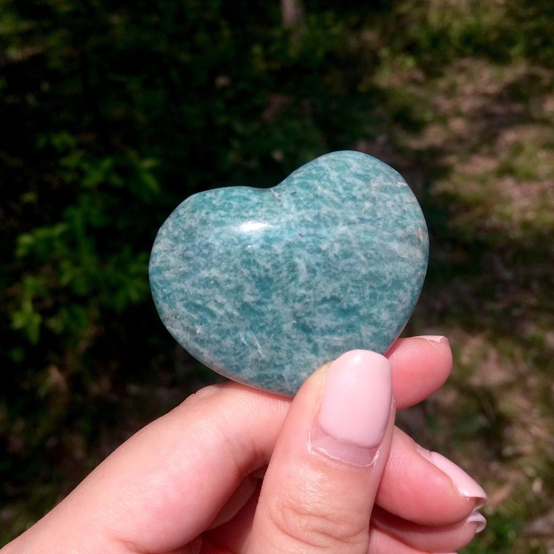 【晶石摆件】天河石心心/ 家居摆设/ 办公室装饰/ 风水 - 摆饰 - 水晶 蓝色