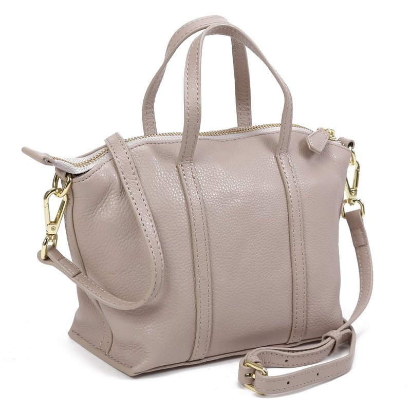 真皮革_时尚托特_海盐奶盖色_可斜背 - 手提包/手提袋 - 真皮 卡其色