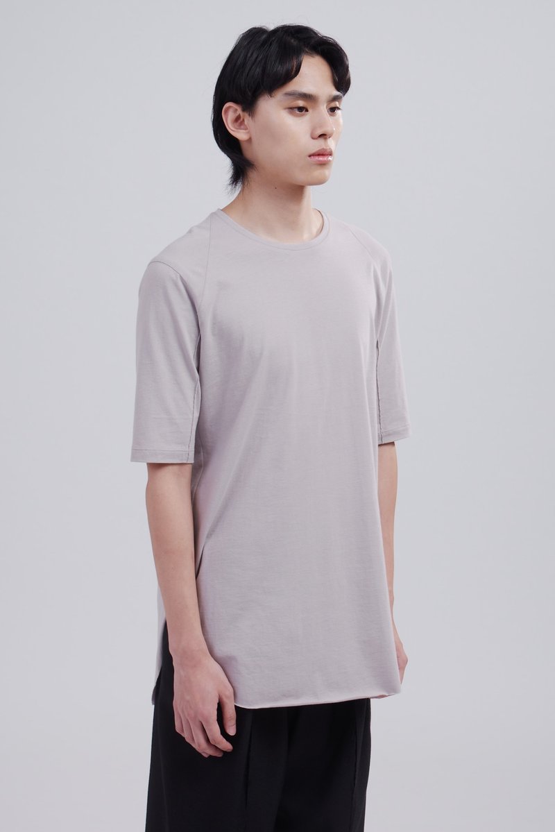 棉感剪接短袖Tee - 泉式简约百搭T恤 - 男装上衣/T 恤 - 棉．麻 灰色