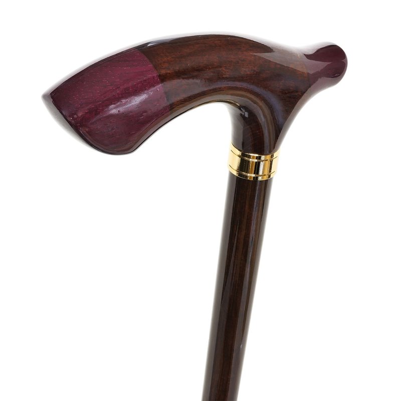 组木手柄手杖 紫心木・橡木 天然木制单杖 - 其他 - 木头 咖啡色