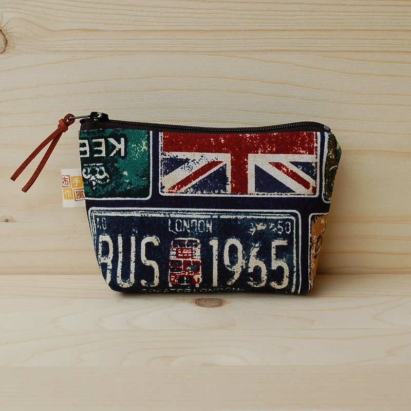 国旗车牌小收纳袋/剩1 - 零钱包 - 棉．麻 蓝色