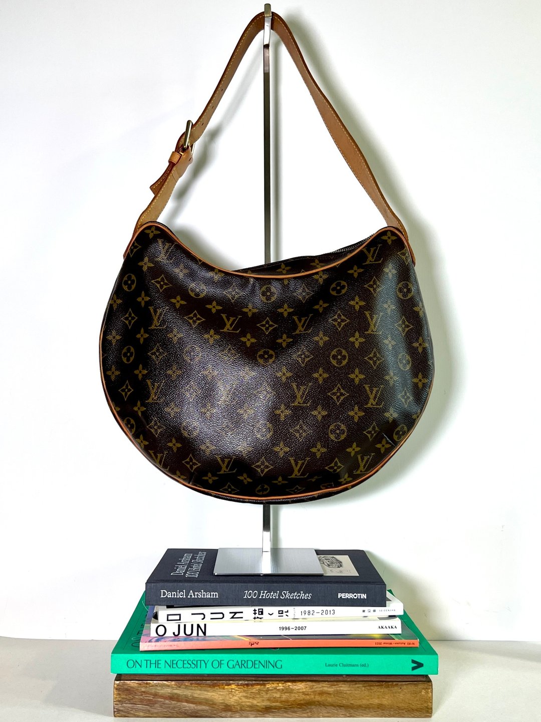 LV Croissant GM 老花皮革腰果形大手袋肩背侧孭包 日出中古二手 - 手提包/手提袋 - 真皮 咖啡色