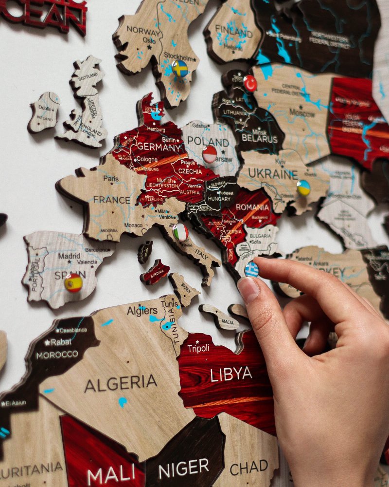 世界地图墙壁艺术 大型家居装饰 独特的墙壁装饰 乔迁礼物 - 墙贴/壁贴 - 木头 多色