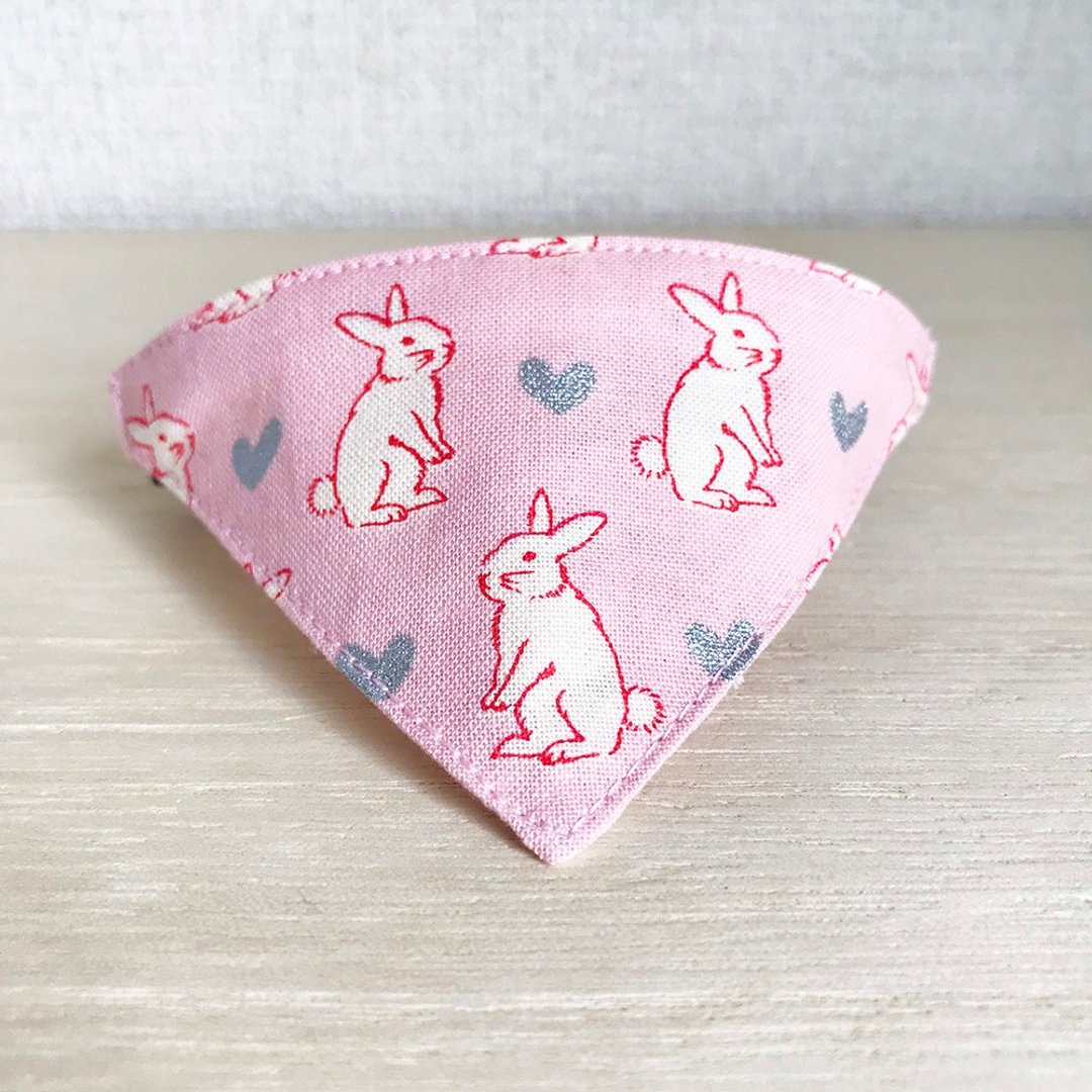 [Heart rabbit pattern] Bandana-style safety collar for cats - 项圈/牵绳 - 棉 粉红色