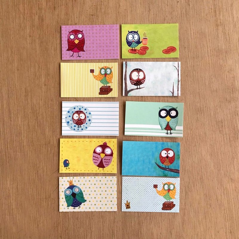 名片卡 ∣ 万用名片小卡-猫头鹰 - 便条纸/标签贴 - 纸 多色