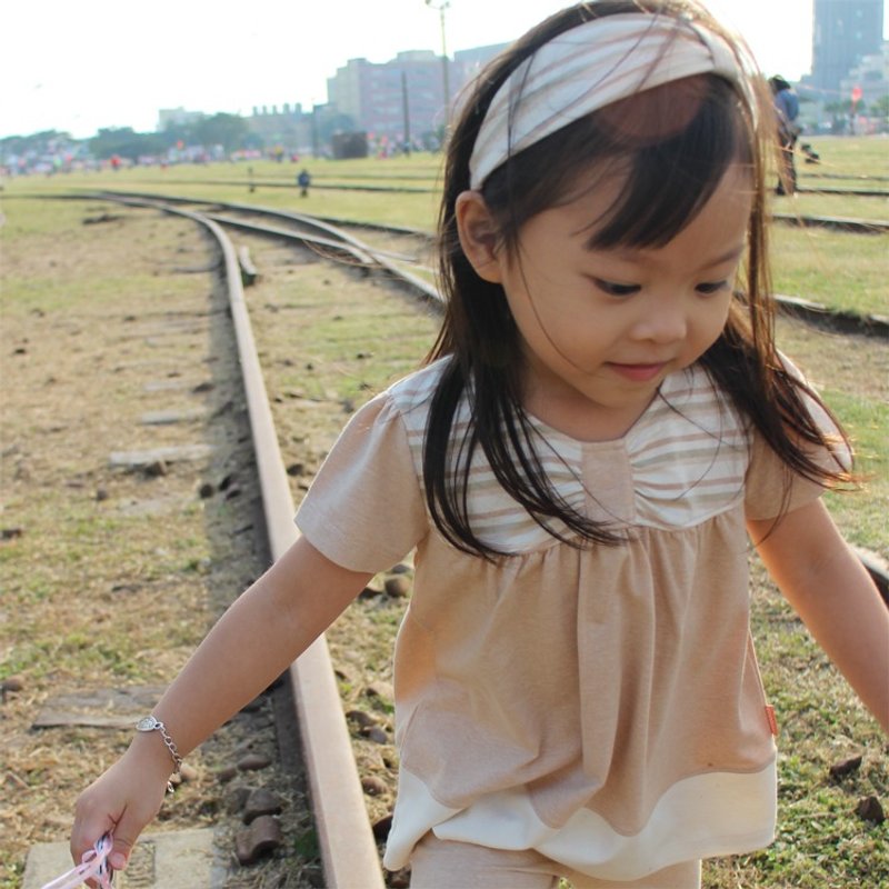 【ecoolla】有机(彩)棉抓皱蝴蝶结造型短袖上衣_彩棉棕|台湾制 - 其他 - 棉．麻 