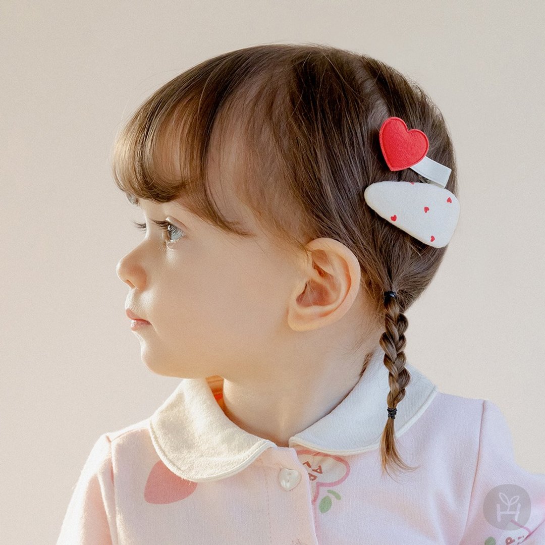 Happy Prince 韩国制 Bbeudy爱心女婴儿童发夹2件组 - 婴儿饰品 - 棉．麻 紫色