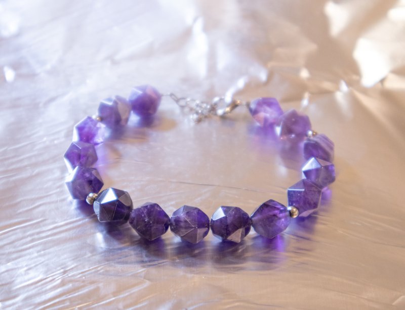 紫晶 二月诞生石 925 SILVER8-8.5mm紫晶- 手镯 - 手链/手环 - 半宝石 紫色