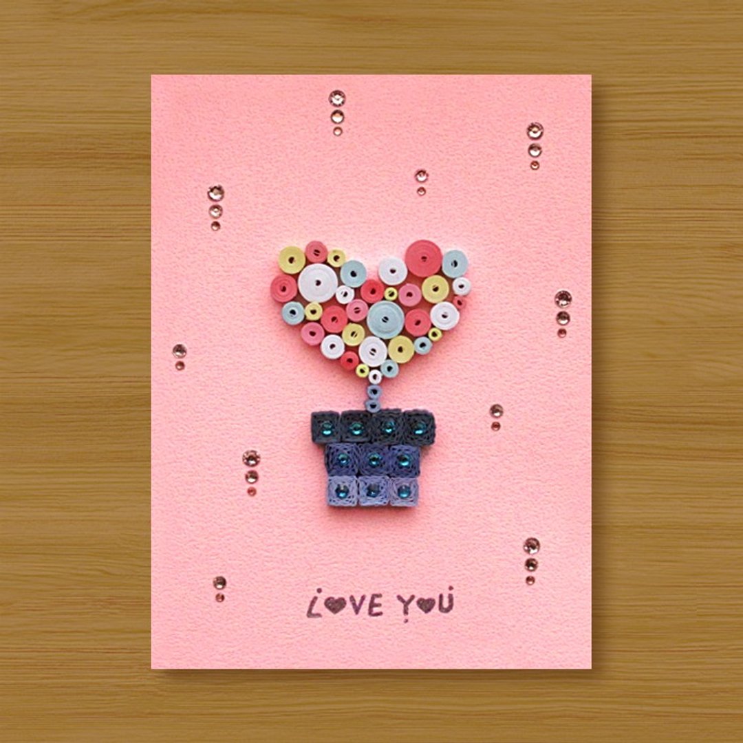( 2款供选择 ) 手工卷纸卡片 _ 爱恋小盆栽 Love You - 情人卡 - 卡片/明信片 - 纸 粉红色