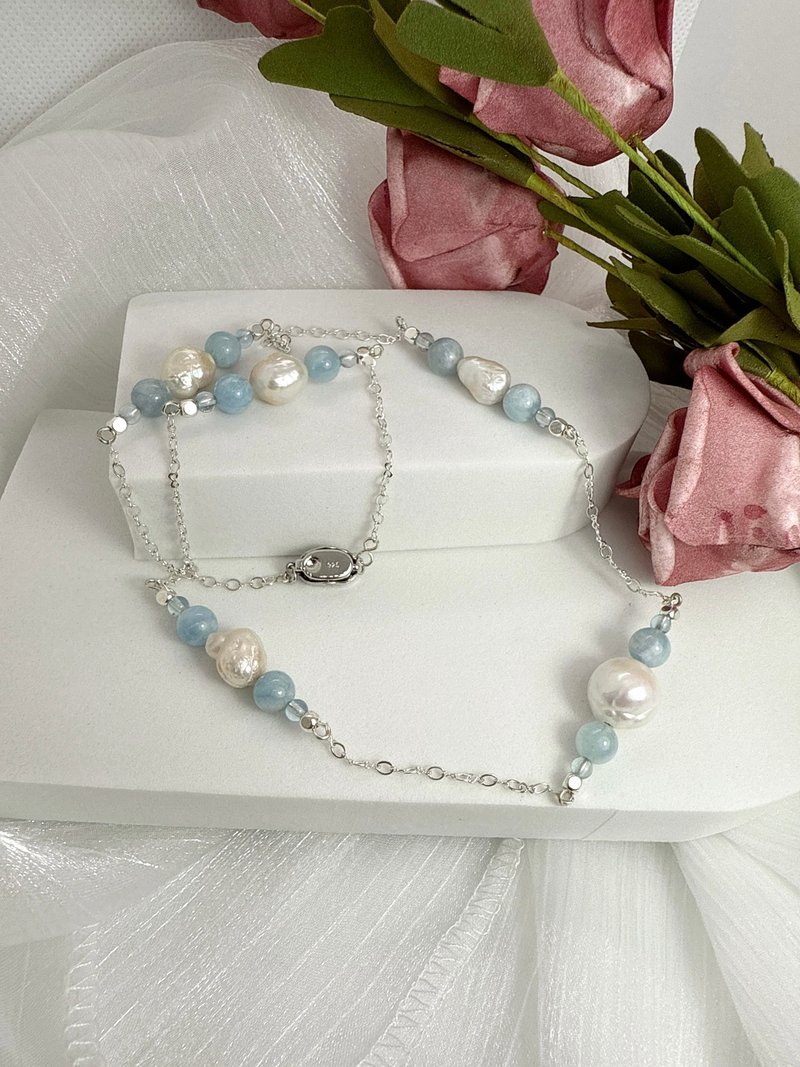【TING】深海月潮-海蓝宝 × 珍珠能量饰品 — 项链・手链・耳环 - 项链 - 水晶 