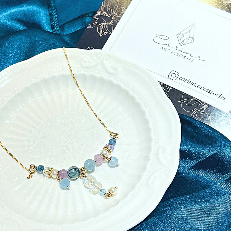 carina.accessories 定制化 能量 水晶  蓝月光 狐仙 项链 - 项链 - 水晶 蓝色