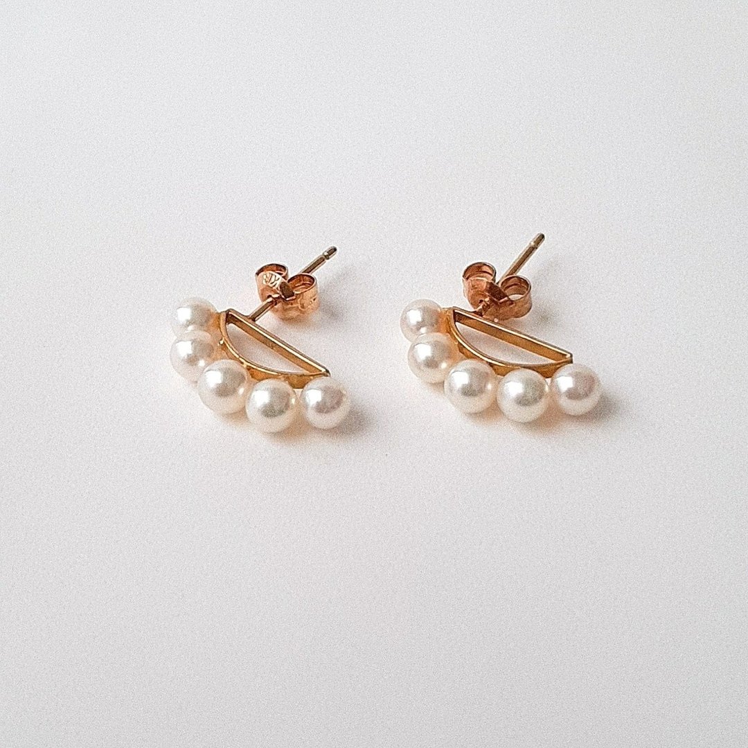 K18 设计款耳环 珍珠耳环 珍珠耳饰 婴儿珍珠 日本珍珠 pearl earrings 珍珠耳环 珍珠耳环 진주귀걸이 - 耳环/耳夹 - 珍珠 